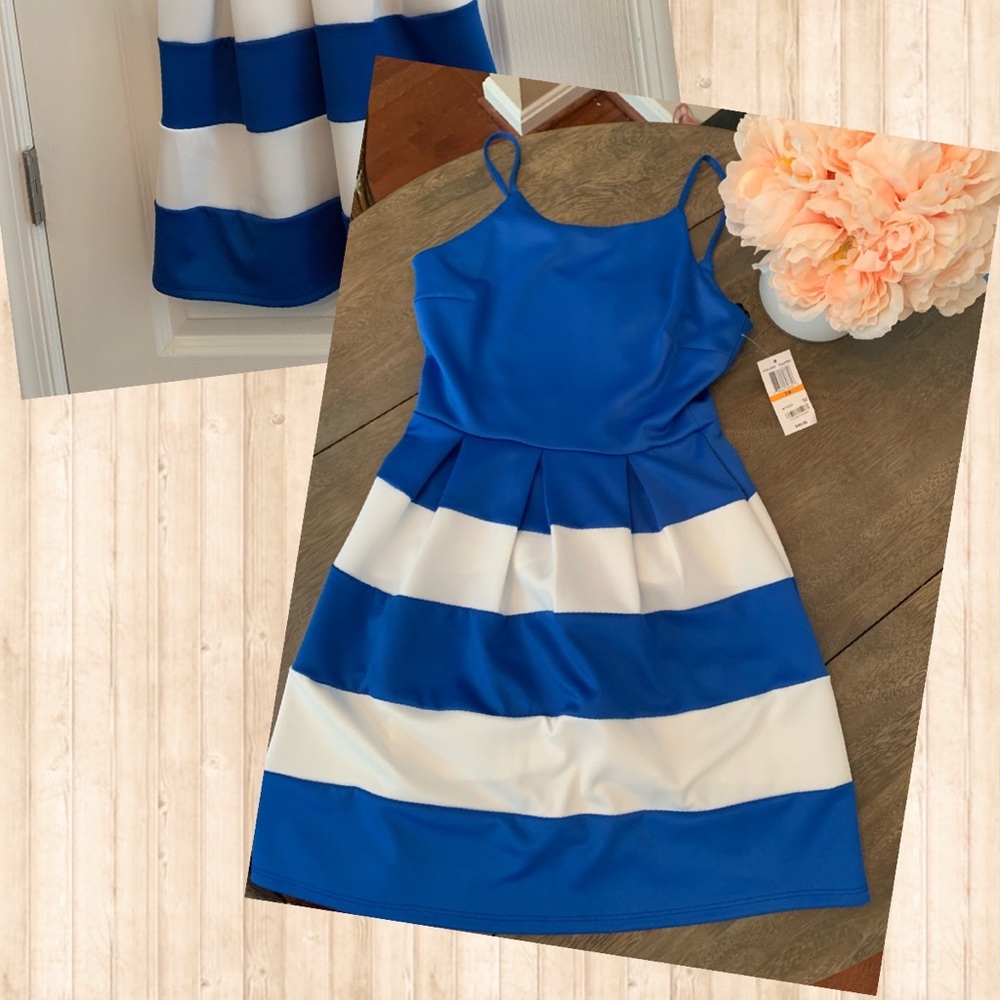 B Darlin Dress - New - Royal Blue and White - Size 7/8